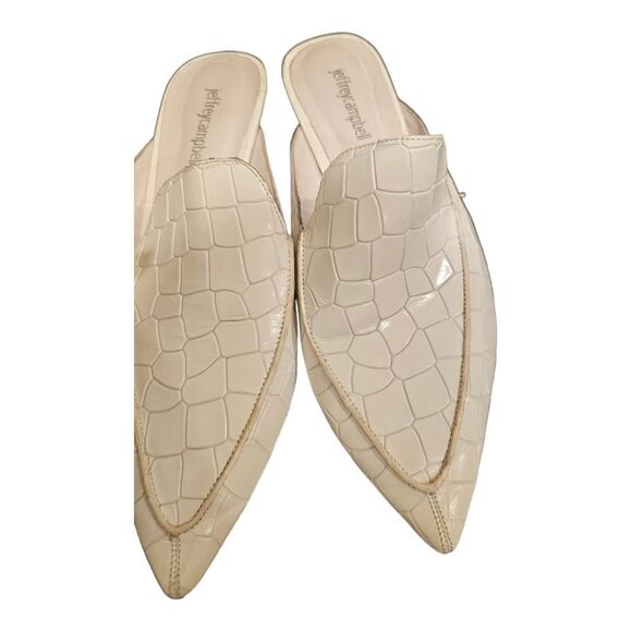 JEFFERY CAMPBELL “Novit” White Leather Croc Pointed Slip-On Mules - Size 8 1/2 - Picture 6 of 8
